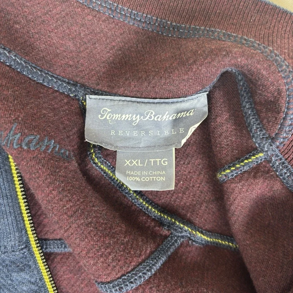 Tommy Bahama 1/4 Zip Reversible Flipshore Mens 2XL Heritage Red Navy Blue